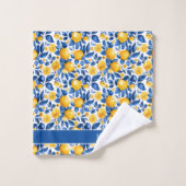 レモンパターントロピカルフルーツカスタムカップル名 バスタオルセット (ウォッシュタオル)