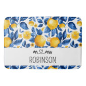 レモンパターントロピカルフルーツカスタムカップル名 バスマット (正面)