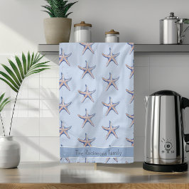 レモンパターントロピカルフルーツカスタムファミリー名 キッチンタオル