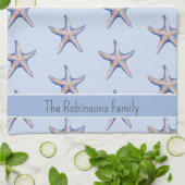 レモンパターントロピカルフルーツカスタムファミリー名 キッチンタオル (折り畳み)