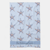 レモンパターントロピカルフルーツカスタムファミリー名 キッチンタオル (縦)