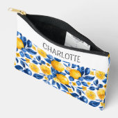 レモンパターントロピカルフルーツパーソナライズされた名 アクセサリーポーチ (見開き)