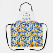 レモンパターントロピカルフルーツパーソナライズされた名 エプロン (正面)