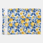 レモンパターントロピカルフルーツパーソナライズされた名 キッチンタオル (横)