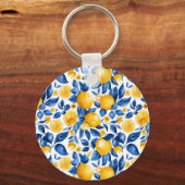 レモンパターントロピカルフルーツパーソナライズされた名 キーホルダー (裏面)