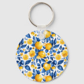 レモンパターントロピカルフルーツパーソナライズされた名 キーホルダー (裏面)