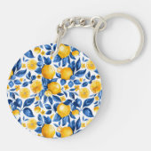 レモンパターントロピカルフルーツパーソナライズされた名 キーホルダー (裏面)