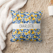 レモンパターントロピカルフルーツパーソナライズされた名 クッション (ブランケット)