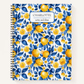 レモンパターントロピカルフルーツパーソナライズされた名 ノートブック (正面)