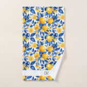 レモンパターントロピカルフルーツパーソナライズされた名 バスタオルセット (ハンドタオル)