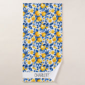 レモンパターントロピカルフルーツパーソナライズされた名 バスタオル (バスタオル)