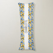 レモンパターントロピカルフルーツパーソナライズされた名 ボディピロー (正面縦)