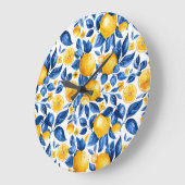 レモンパターントロピカルフルーツパーソナライズされた名 ラージ壁時計 (傾斜)