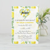 レモンパターンハートメインスクイーズブライダルシャワー 招待状 (スタンド正面)