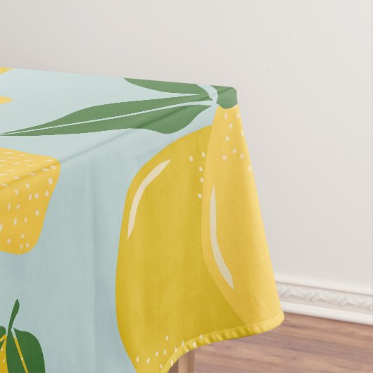 レモンパターンレトロフルーツイエローオングリーン テーブルクロス (インサイチュ)