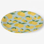 レモンパターンレトロフルーツイエローオングリーン ペーパープレート (アングル)