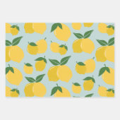 レモンパターンレトロフルーツイエローオングリーン ラッピングペーパーシート (正面2)