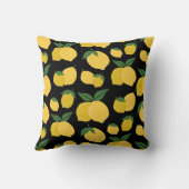 レモンパターンレトロフルーツイエローオンブラック クッション (裏面)