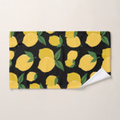 レモンパターンレトロフルーツイエローオンブラック バスタオルセット (ハンドタオル)