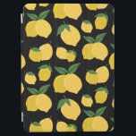 レモンパターンレトロフルーツイエローオンブラック iPad AIR カバー<br><div class="desc">レトロフルーツプリント – レモンパターン – 黒に黄色。</div>