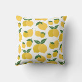 レモンパターンレトロフルーツイエローオンホワイト クッション (裏面)