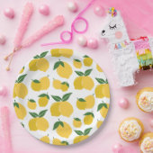 レモンパターンレトロフルーツイエローオンホワイト ペーパープレート (パーティー)