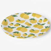 レモンパターンレトロフルーツイエローオンホワイト ペーパープレート (アングル)