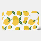 レモンパターンレトロフルーツイエローオンホワイト Case-Mate iPhoneケース (裏面 (横))