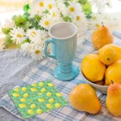 レモンパターン名前をカスタムする黄緑色 スクエアペーパーコースター