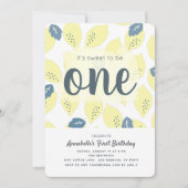 レモンパターン1st誕生日パーティの招待状 招待状 (正面)