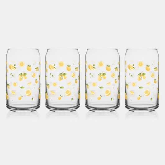 レモンパターン ガラス缶 (正面)