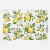 レモンパターン，レモンの花離れ,柑橘類 キッチンタオル (横)