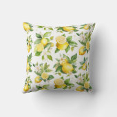 レモンパターン，レモンの花離れ,柑橘類 クッション (裏面)