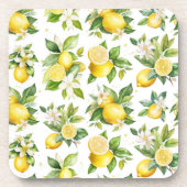 レモンパターン，レモンの花離れ,柑橘類 コースター (正面)