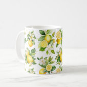 レモンパターン，レモンの花離れ,柑橘類 コーヒーマグカップ (正面左)