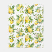 レモンパターン，レモンの花離れ,柑橘類 フリースブランケット (正面)