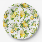 レモンパターン，レモンの花離れ,柑橘類 ペーパープレート (正面)