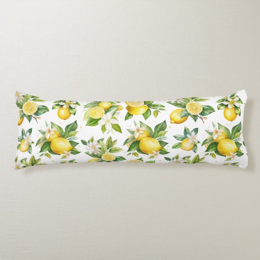 レモンパターン,レモンの花離れ,柑橘類 ボディピロー (正面)