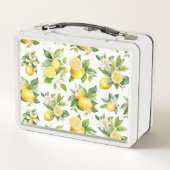 レモンパターン，レモンの花離れ,柑橘類 メタルランチボックス (裏面)