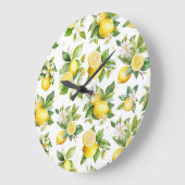 レモンパターン，レモンの花離れ,柑橘類 ラージ壁時計 (傾斜)