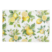 レモンパターン，レモンの花離れ,柑橘類 枕カバー (裏面)