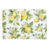 レモンパターン，レモンの花離れ,柑橘類 枕カバー (正面)