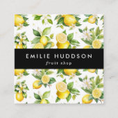 レモンパターン，レモンの花，柑橘類，果物店 スクエア名刺 (正面)
