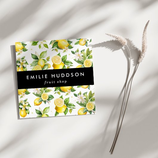 レモンパターン，レモンの花，柑橘類，果物店 スクエア名刺