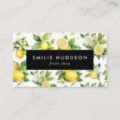 レモンパターン，レモンの花，柑橘類，果物店 名刺 (正面)