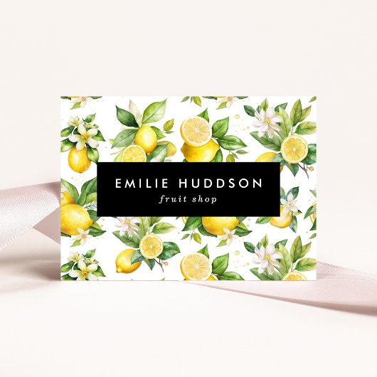 レモンパターン，レモンの花，柑橘類，果物店 名刺