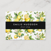 レモンパターン，レモンの花，柑橘類，果物店 名刺 (正面)