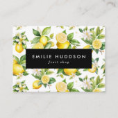 レモンパターン，レモンの花，柑橘類，果物店 名刺 (正面)