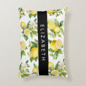 レモンパターン，レモンフラワー離れズ，お名前 アクセントクッション (正面(垂直))