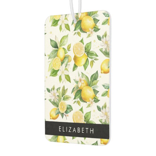 レモンパターン,レモンフラワー離れズ,お名前 カーエアーフレッシュナー (左)